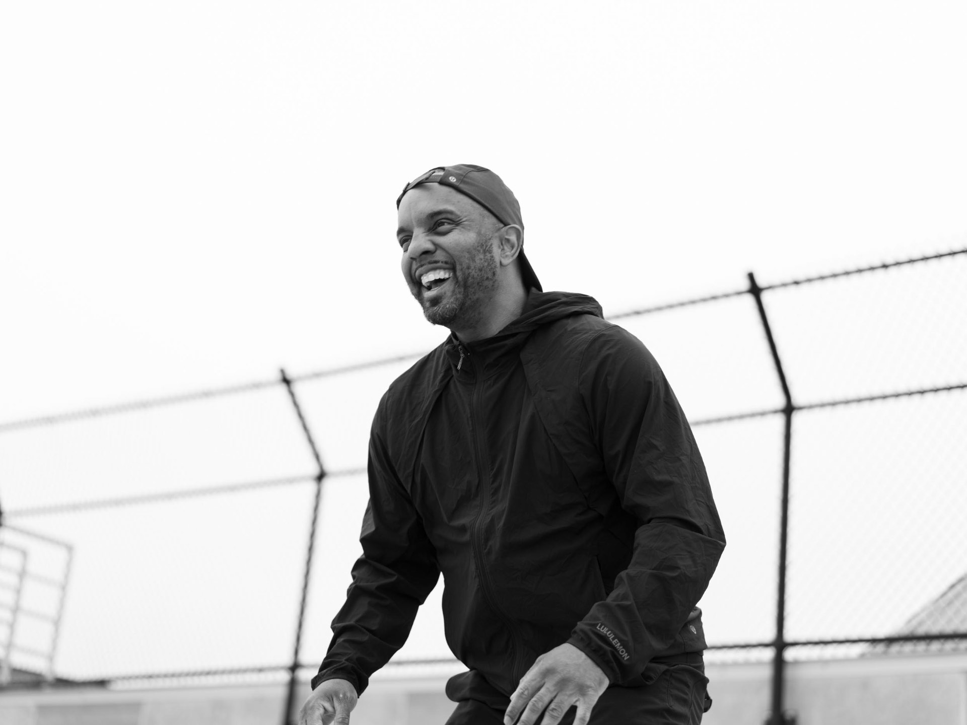 Mike Snape laughing during a training session
